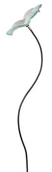 Preview: Zauberhafter Gartenstecker Glasblume weiß mit blauem Rand - ca. 100 cm - Gartendekoration